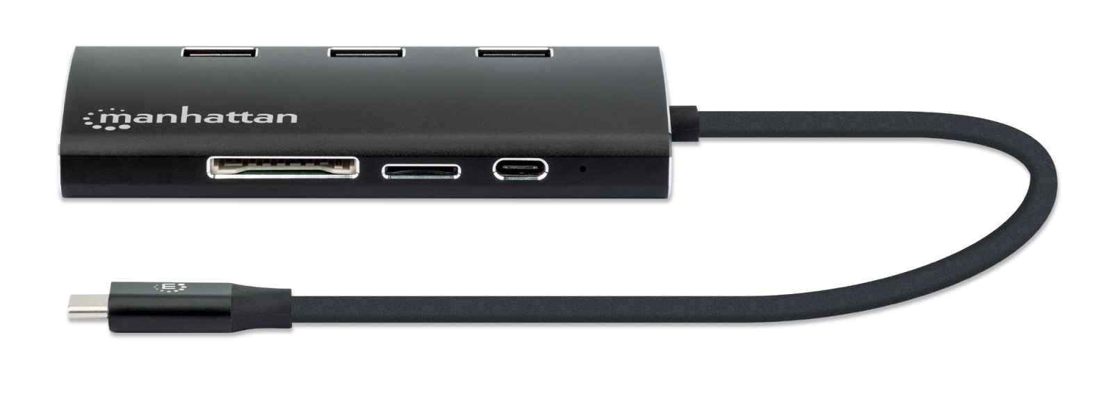 Manhattan USB-C Dock/Hub with Card Reader, Ports (x6): Ethernet, HDMI, USB-A (x3) and USB-C, With Power Delivery (100W) to USB-C Port (Note additional USB-C wal – image 3