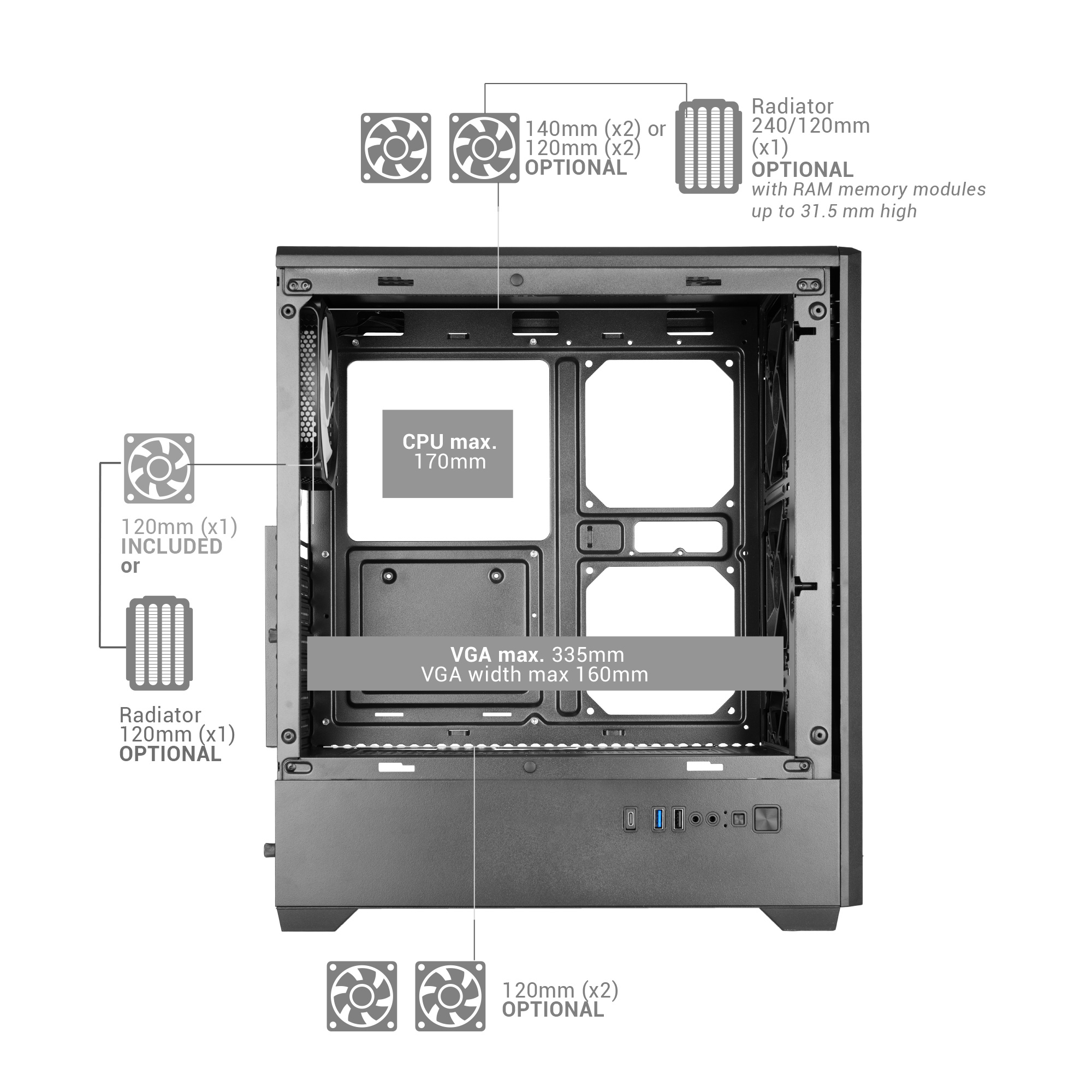 Mars Gaming MCQUANTUM computer case Midi Tower Black – image 9