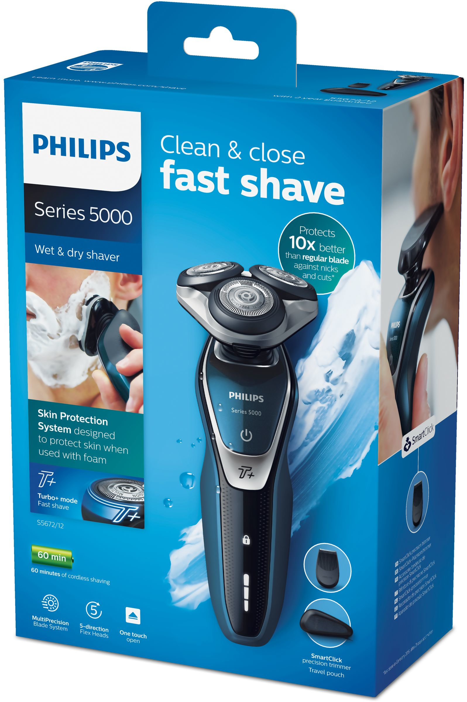Philips SHAVER Series 5000 S5672/12 men's shaver Rotation shaver Trimmer Black, Blue, Silver – image 2