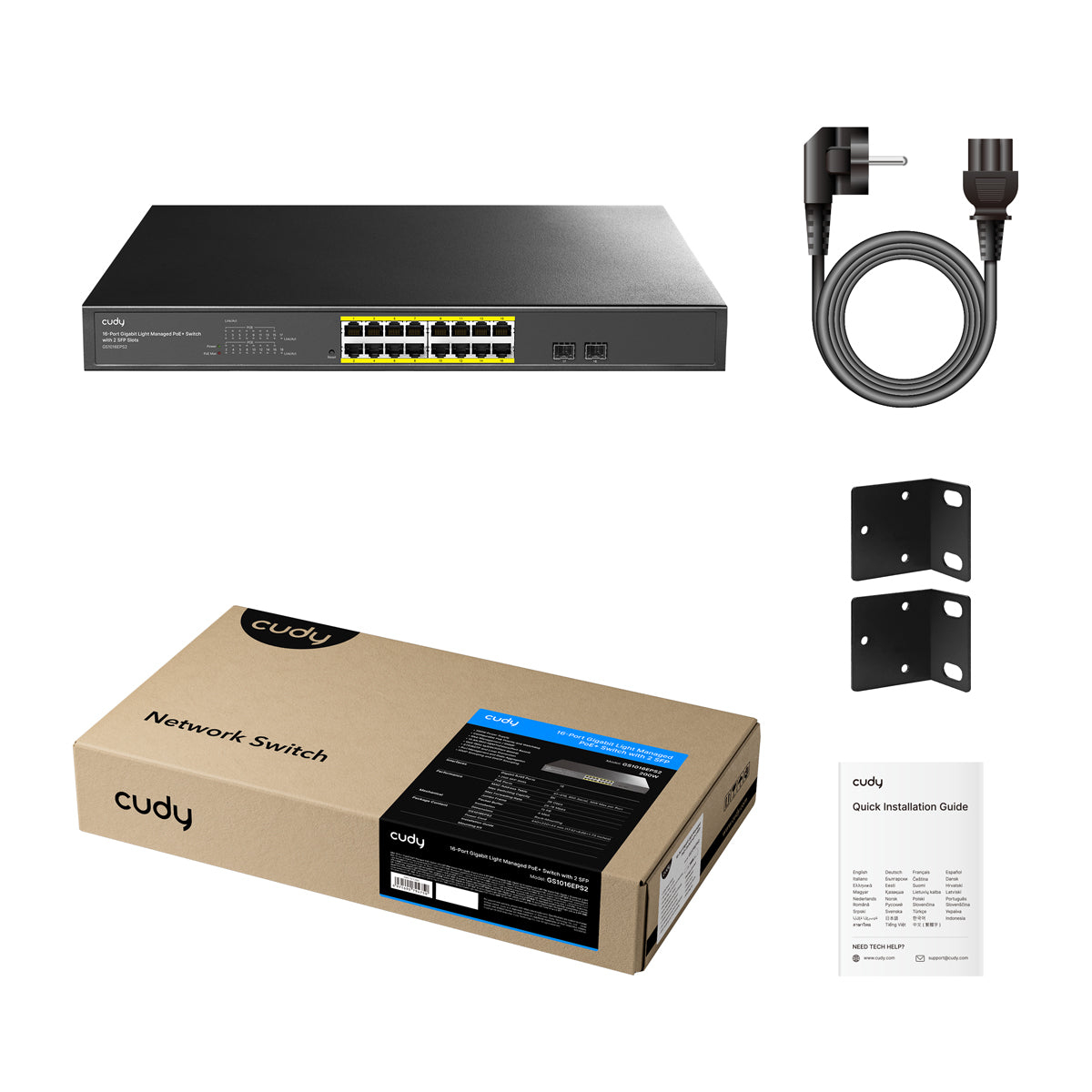 Cudy 16-Port Gigabit Cloud Easy-Managed PoE+ Switch with 2 SFP, GS1016EPS2 1.0 – image 2