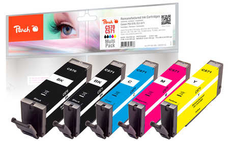Peach Multi Pack Sort Gul Cyan Magenta Foto-sort Blæk PI100-336