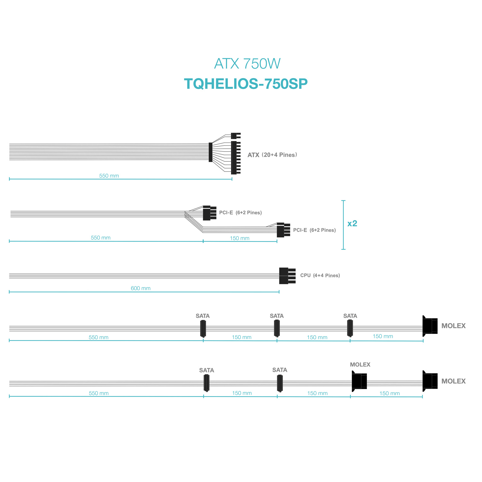 TooQ TQHELIOS-750SP power supply unit 750 W 24-pin ATX ATX Black image 5