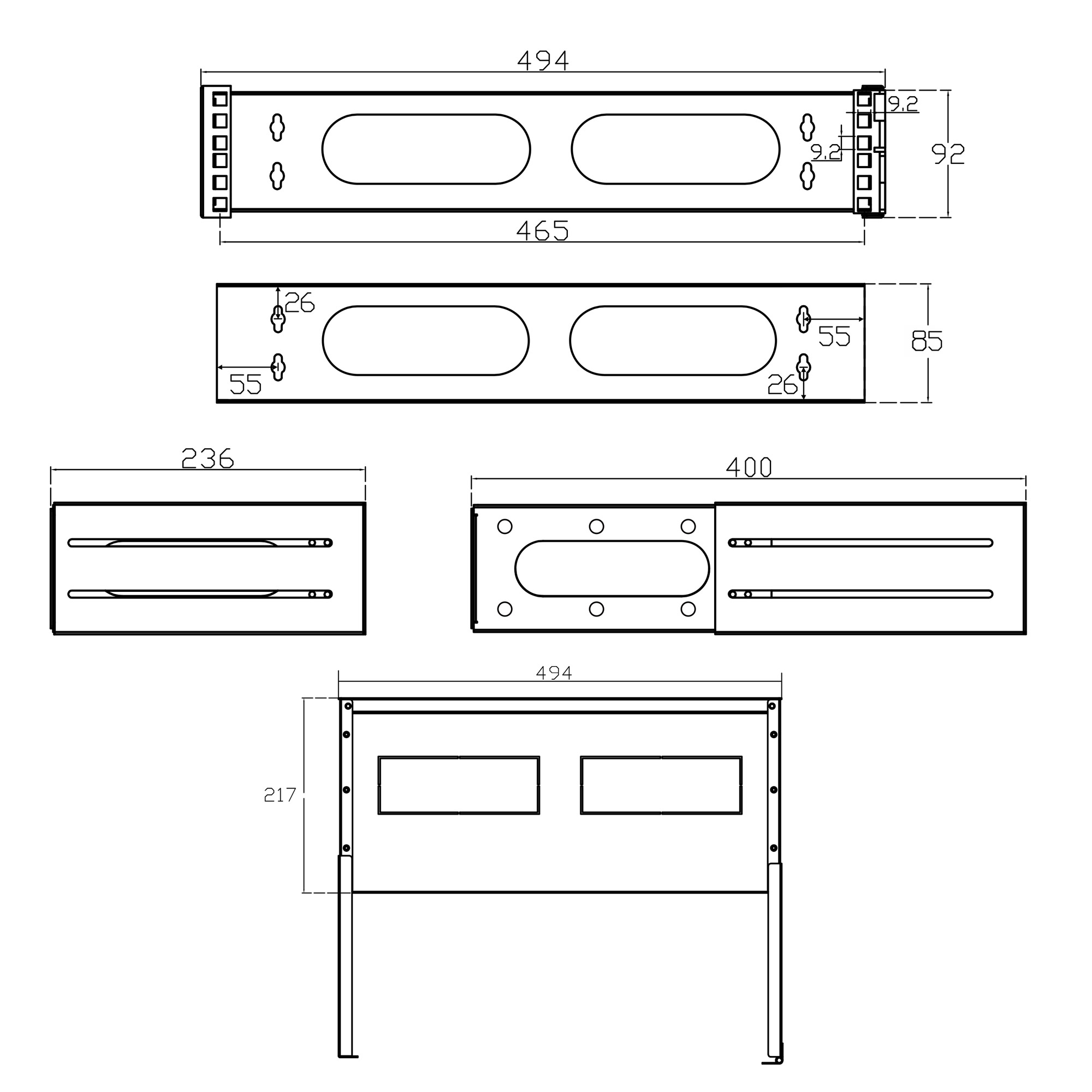 InLine 19" foldable rack, 2U, 24-40cm depth, with cover, black – image 4