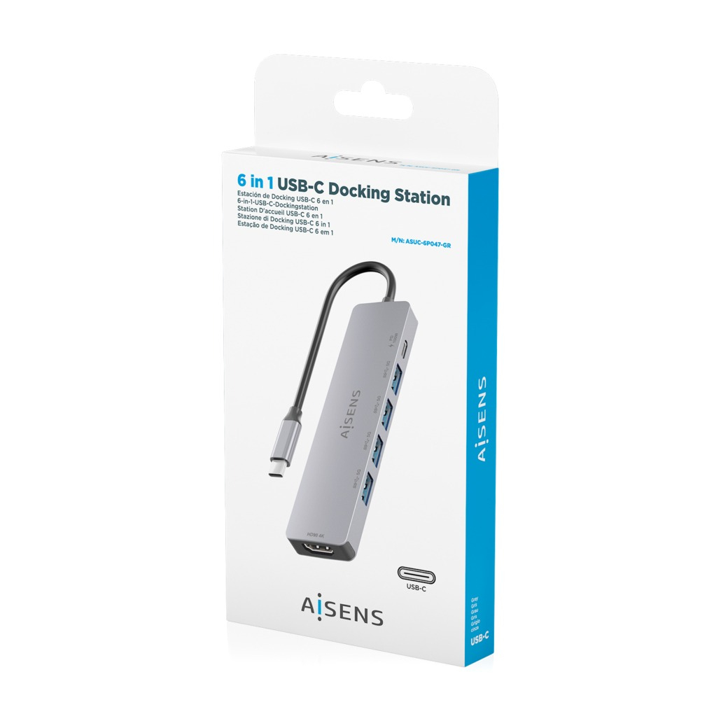 AISENS ASUC-6P047-GR laptop dock/port replicator Wired USB 3.2 Gen 1 (3.1 Gen 1) Type-C Grey – image 7