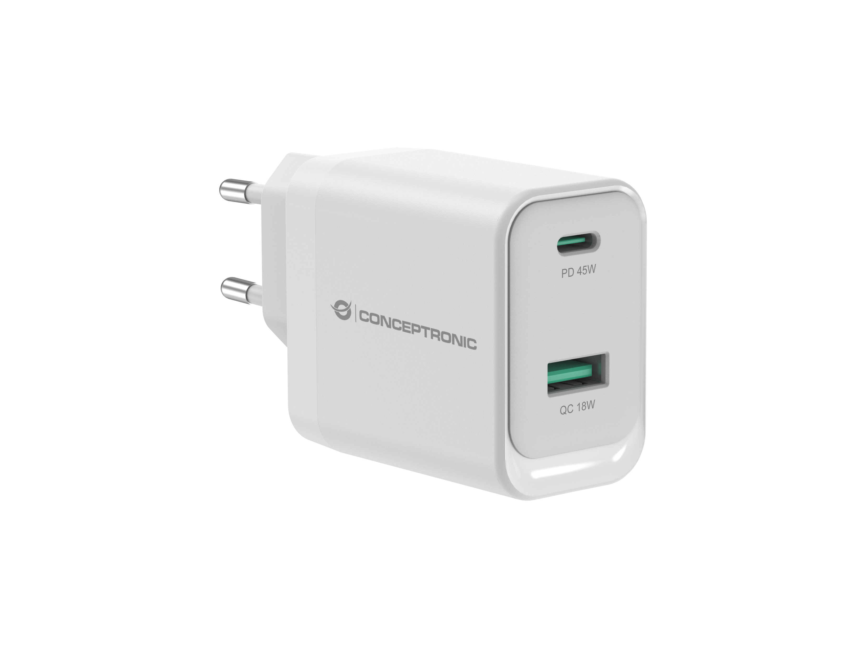 Conceptronic ALTHEA20W45 Caricabatterie per dispositivi mobili Universale Bianco AC Ricarica rapida Interno