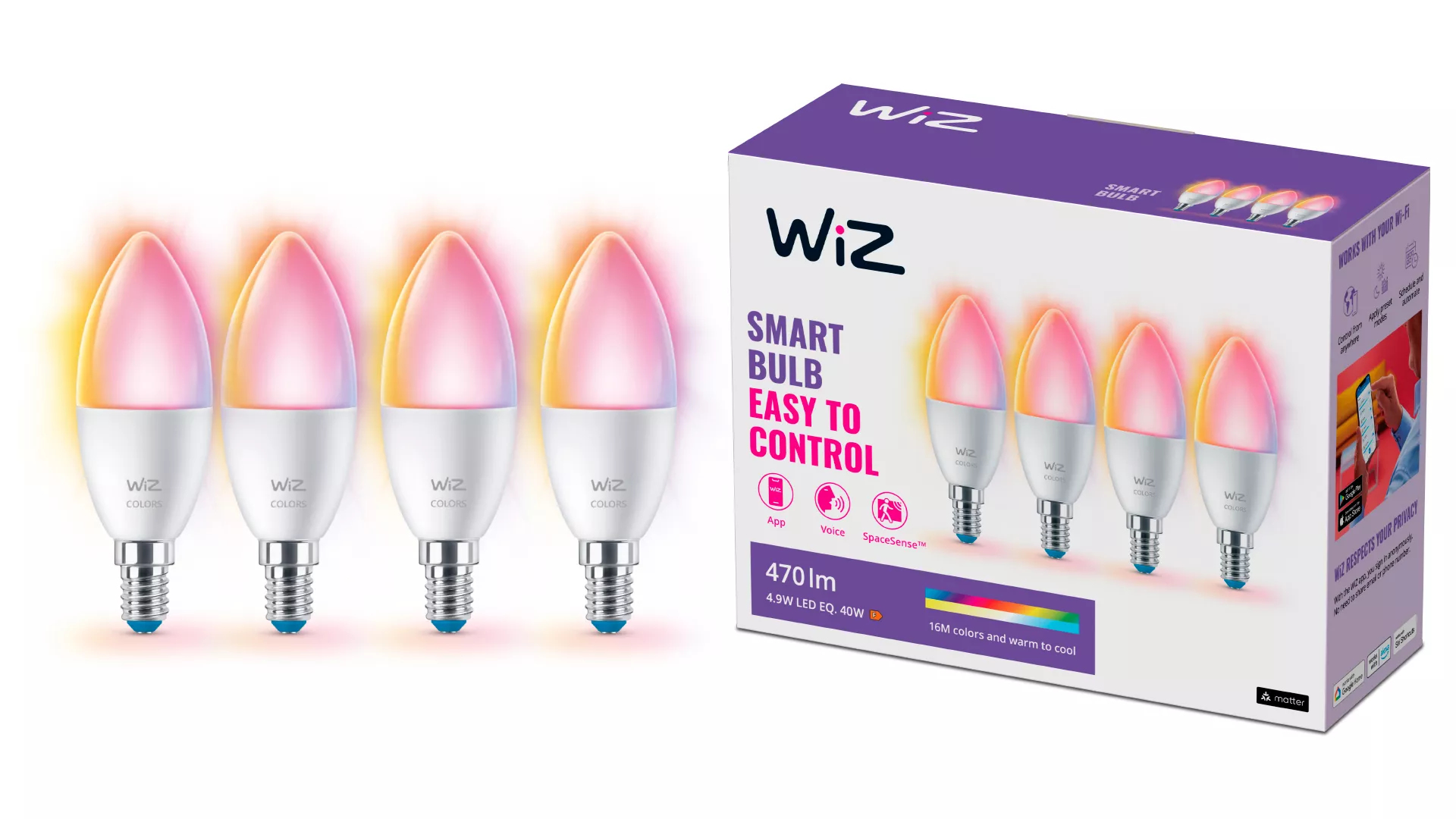 WiZ Candle 40 W C37 E14 x4 – image 2