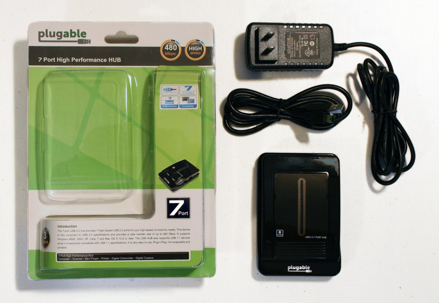Plugable Technologies USB2-HUB-AG7 interface hub 480 Mbit/s Black – image 5