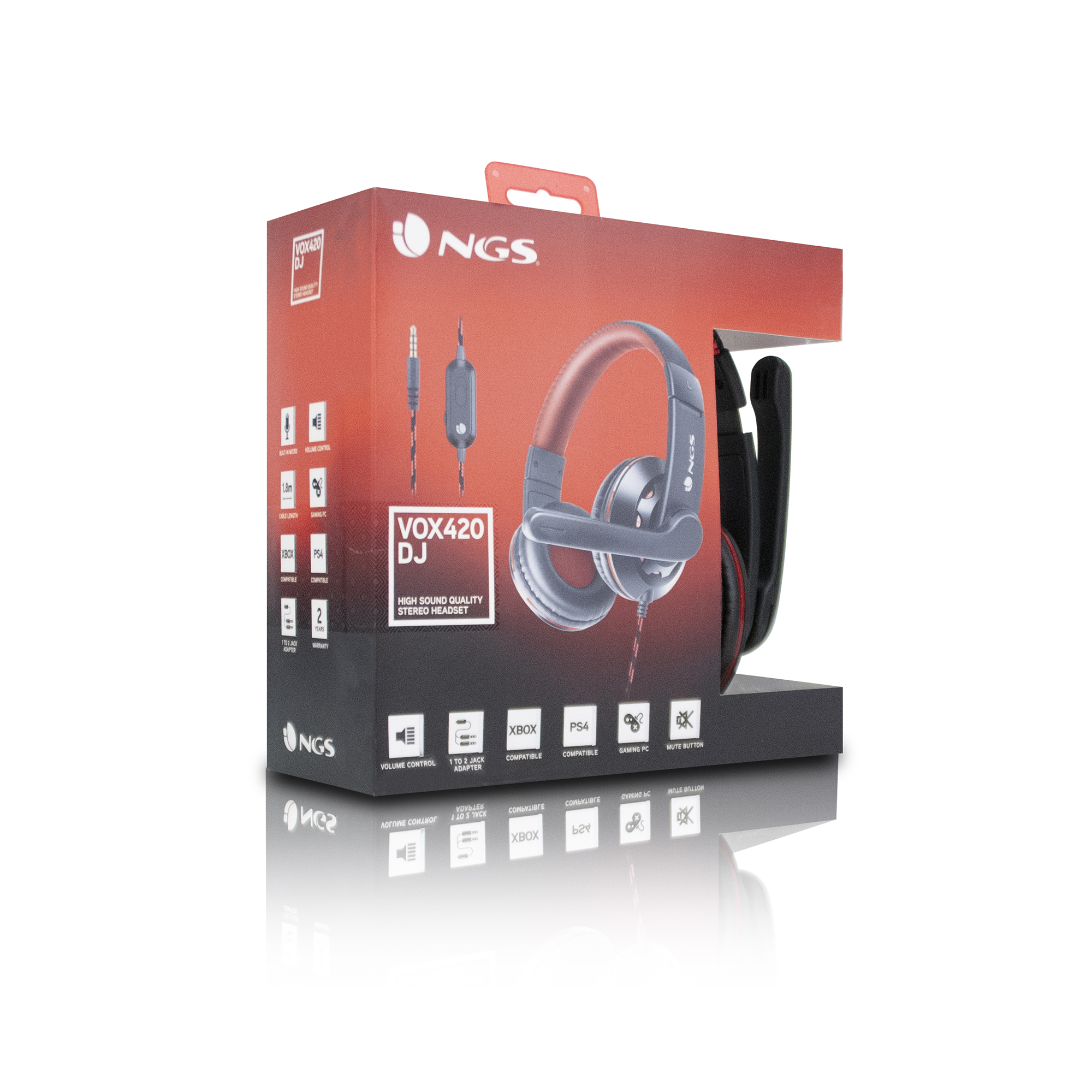 NGS VOX420DJ Headset Wired Head-band Gaming Black, Red – image 8