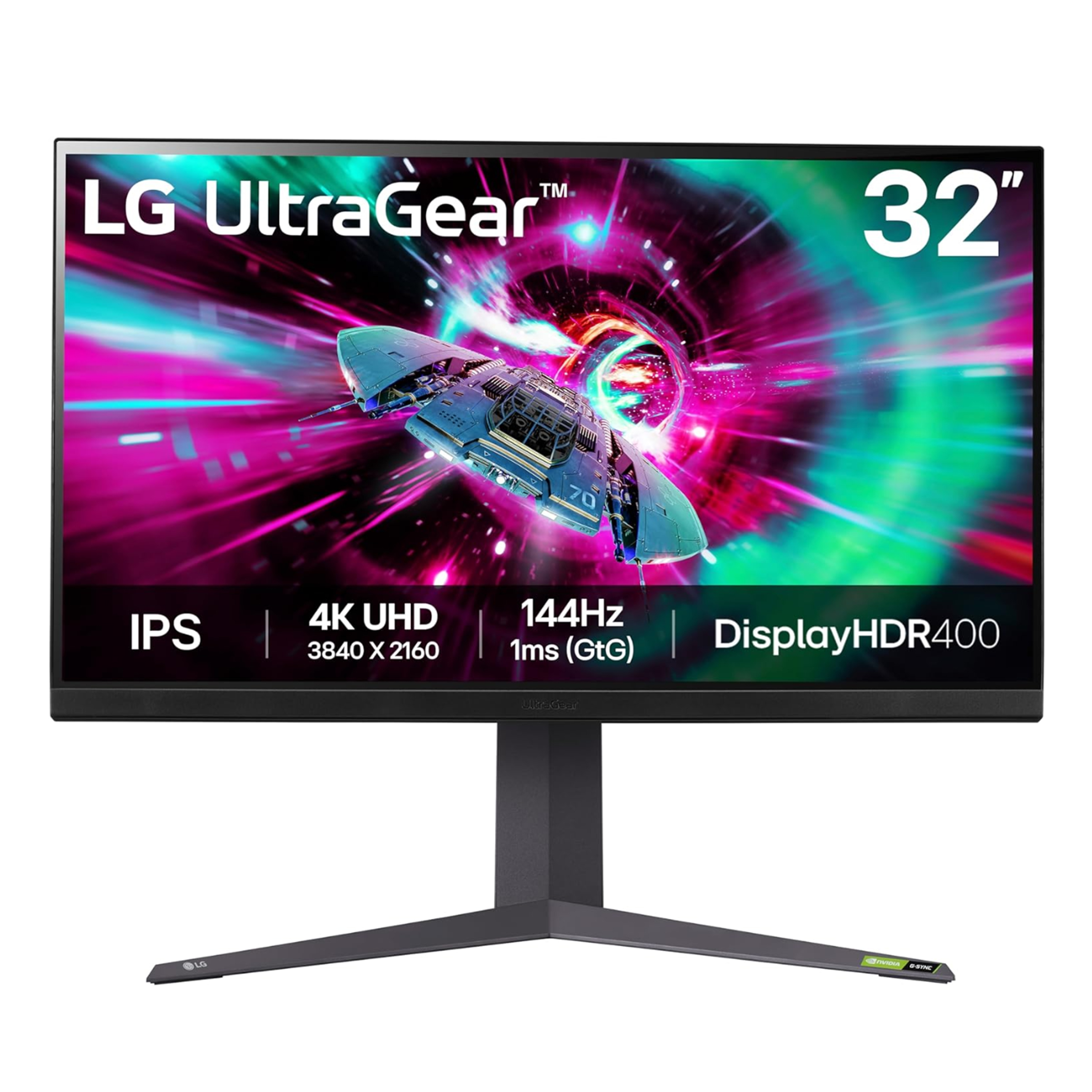 LG UltraGear 32GR93U-B - LED monitor - gaming - 32" - 3840 x 2160 4K @ 144 Hz - IPS - 1000:1 - DisplayHDR 400 - 1 ms - 2xHDMI, DisplayPort - purple grey