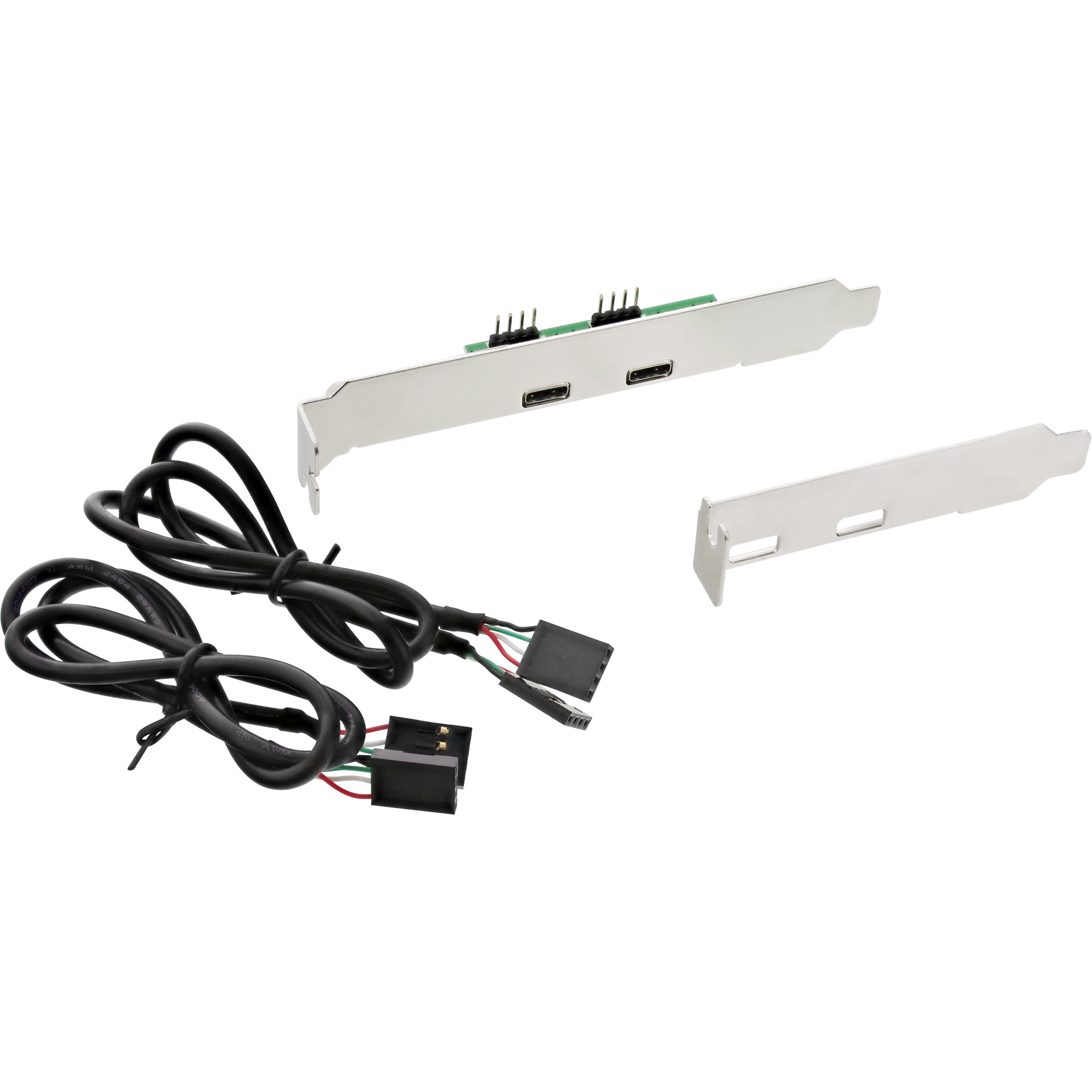 InLine Slot Bracket 2x USB 2.0 Type C female / internal mainboard header male – image 3