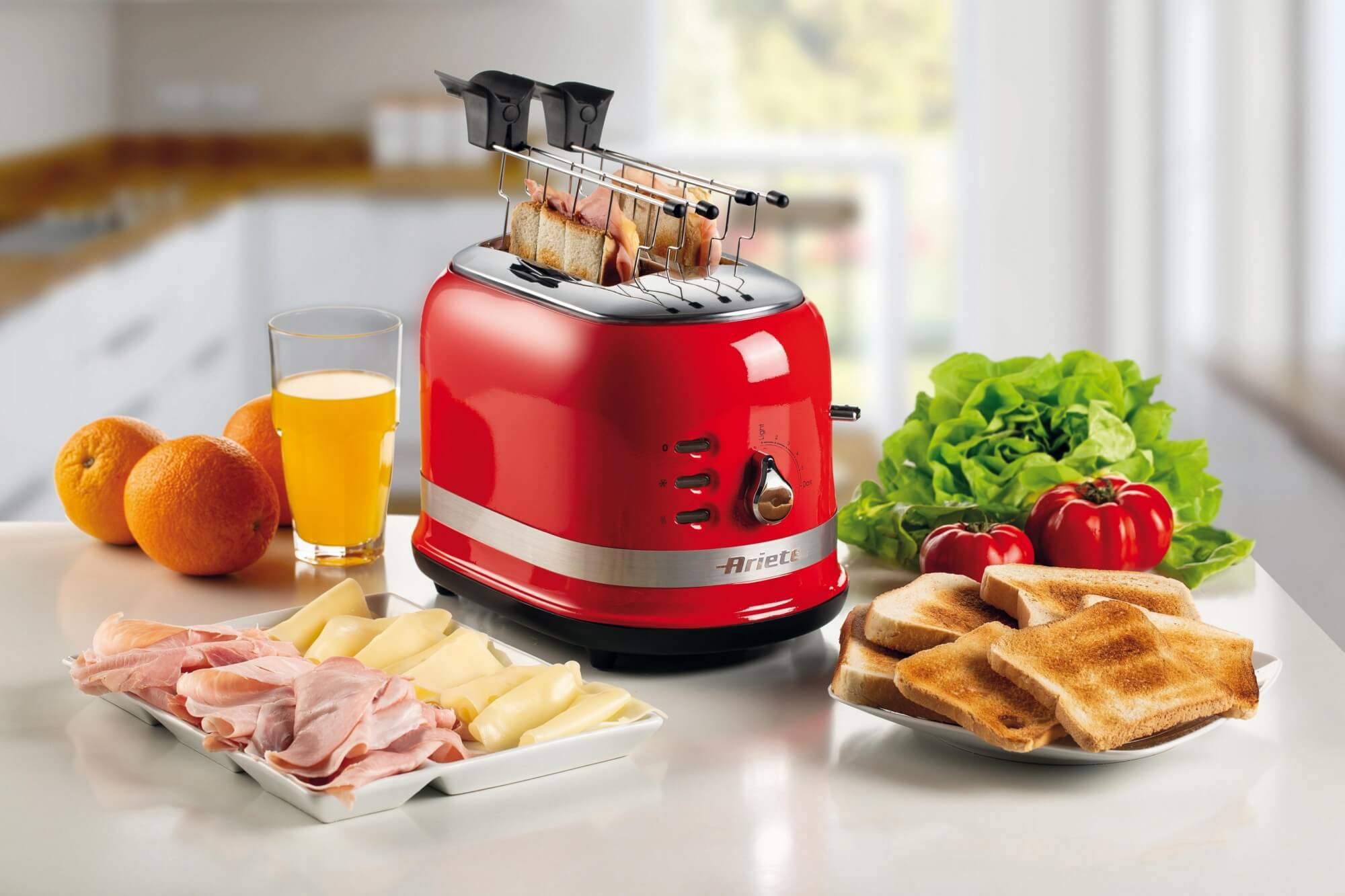 Ariete 149 Toaster with Tongs for 2 slices of bread - Automatic Ejection - Defrost - 6 Degrees of Browning - 800 Watt - Modern Line - Red – image 3