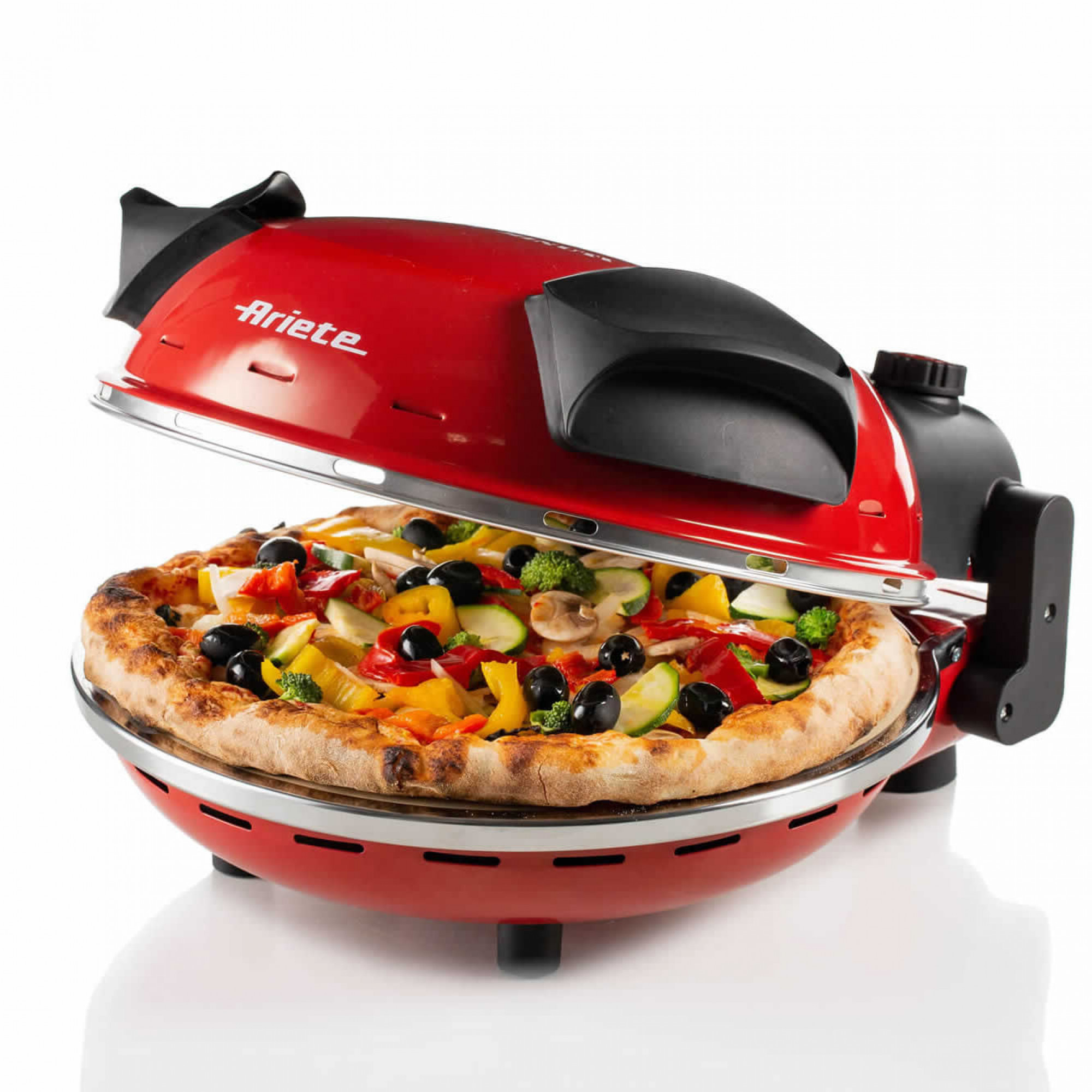 Ariete 909 Pizza Oven - Pizza in 4 minutes - Refractory stone plate with non-stick treatment - Max temperature 400 ° - 1200 Watt - Timer 30 '- Red – image 1