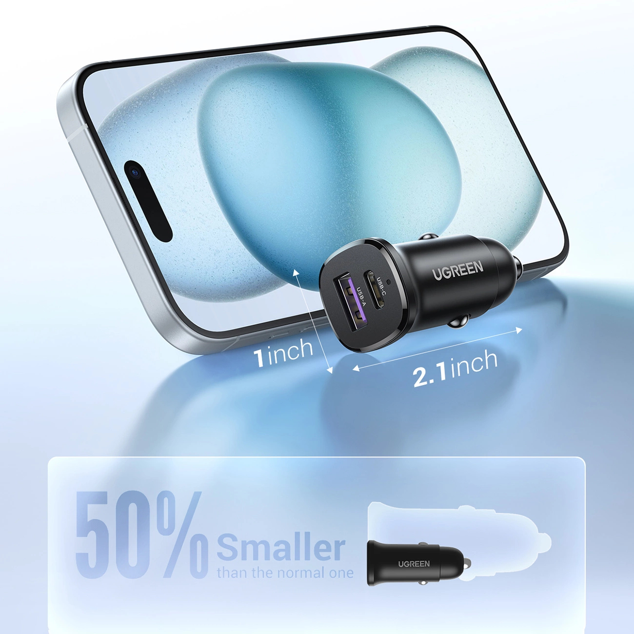 Ugreen Ladowarka samochodowa EC305 USB-C + USB, 30W (czarna) – image 5