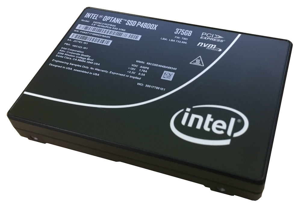 Intel Optane P4800X Performance - SSD - 375 GB - hot-swap - 2.5" - U.2 PCIe 3.0 x4 (NVMe) - for ThinkAgile VX Certified Node 7Y94, 7Z12, ThinkAgile VX3320 Appliance, VX7820 Appliance