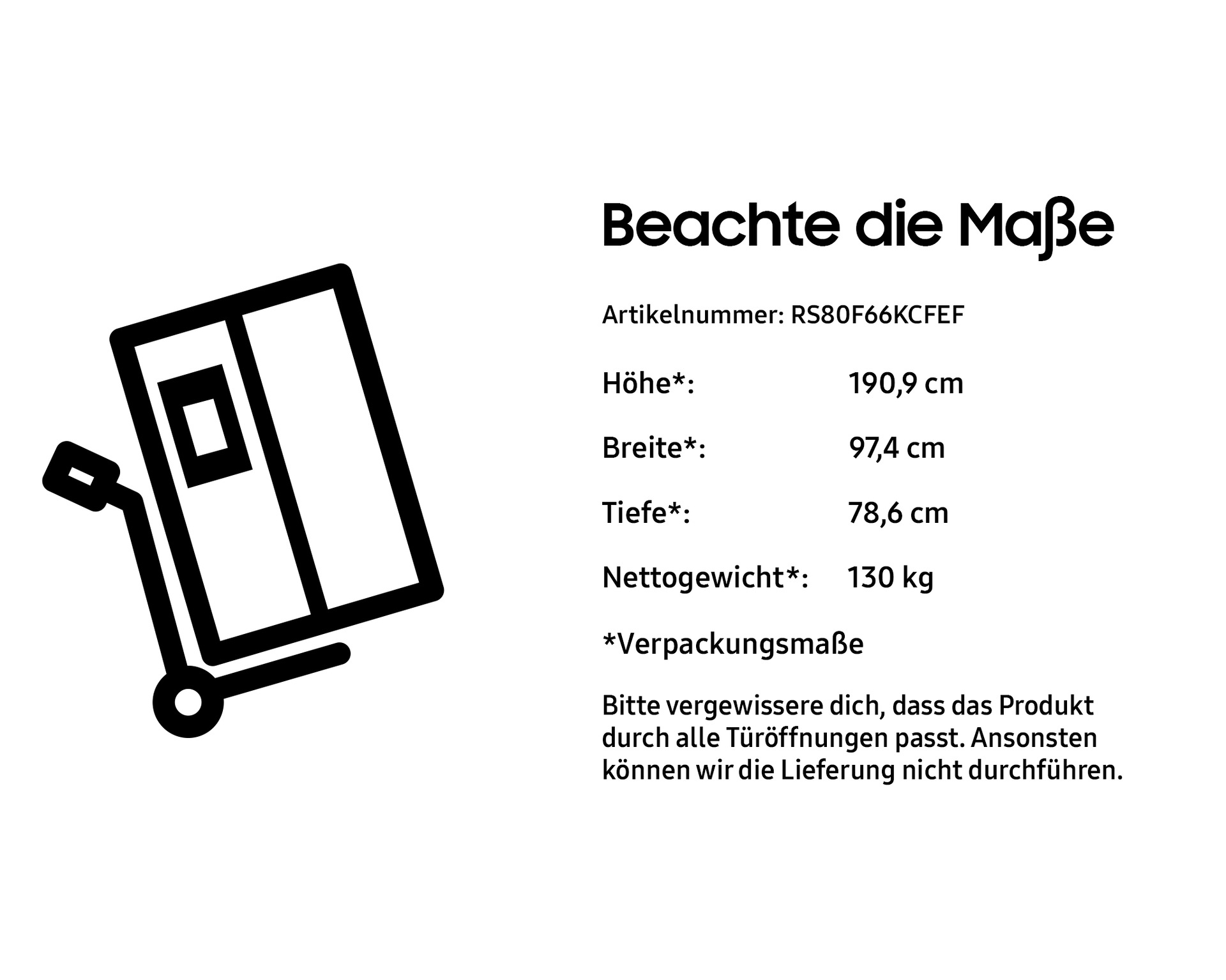 RS80F Side-by-Side mit autom. Türöffnung und Festwasseranschluss, EEK: C