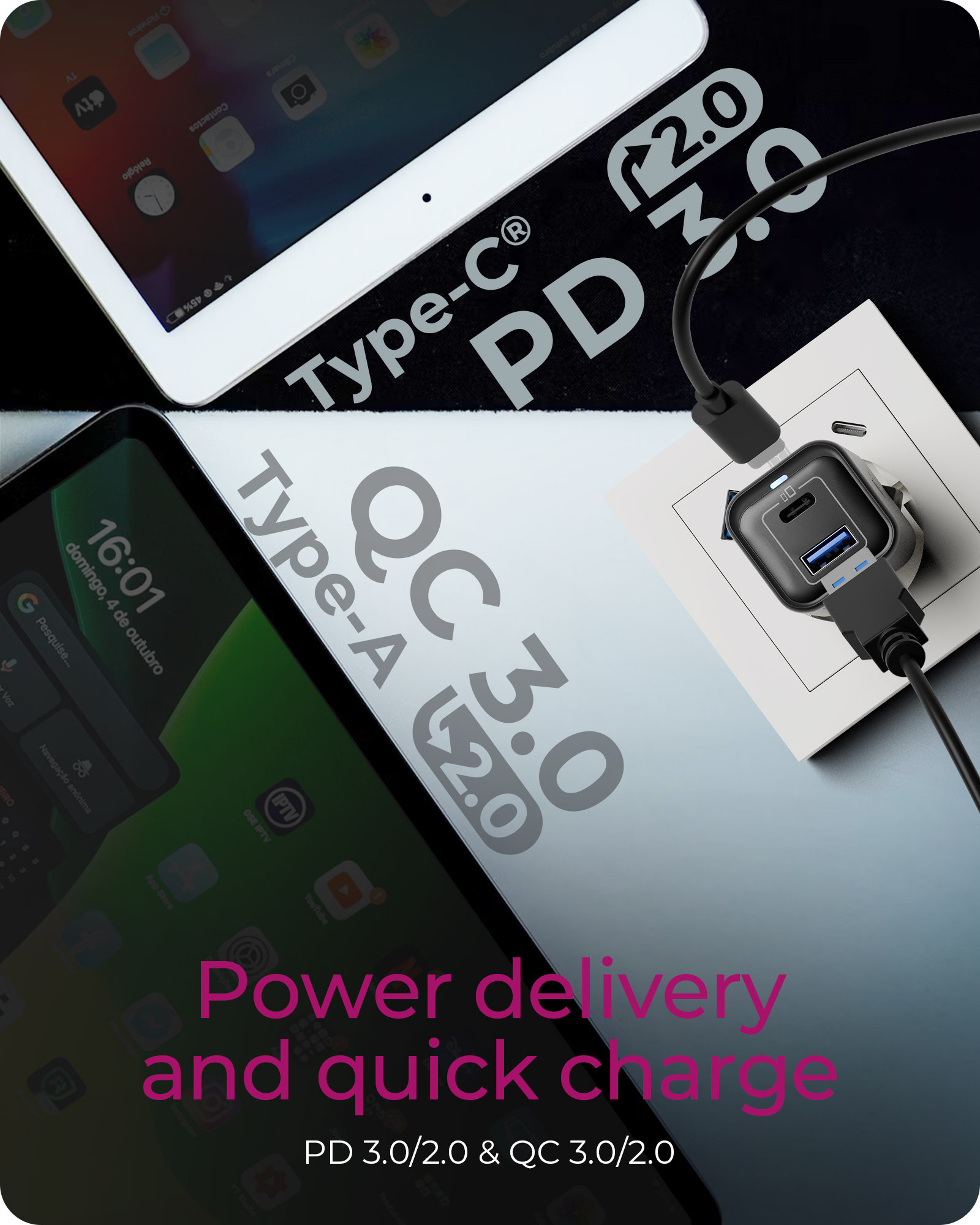 ICY BOX IB-PS1020-PD Universal Black AC Fast charging Indoor – image 4