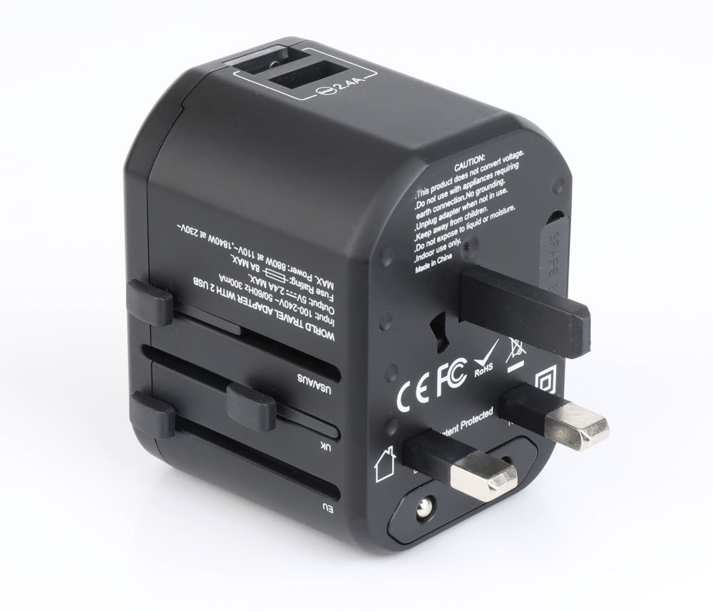 Techly Travel Adapter with 2 USB Ports 2.4A Black – image 3