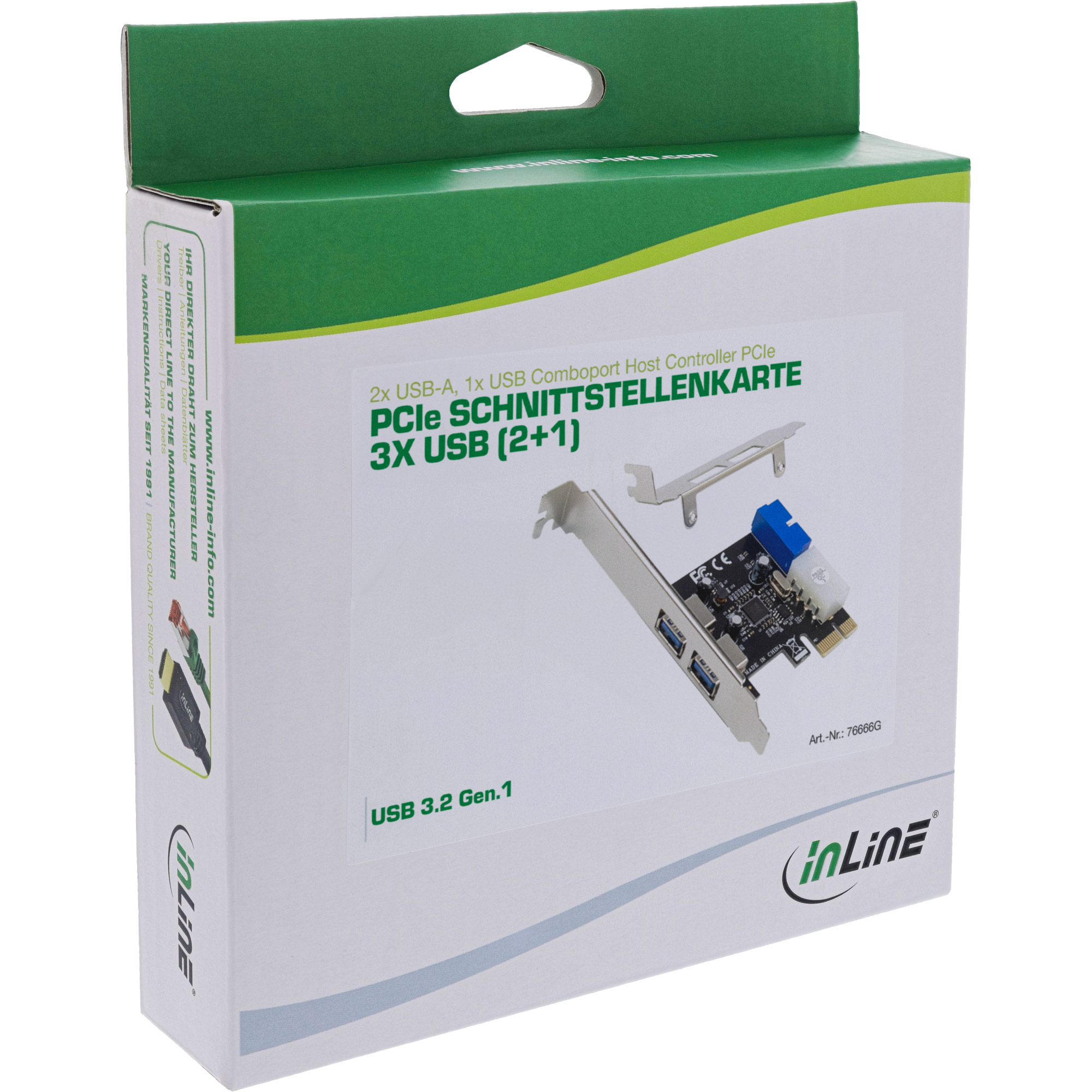 InLine 2+2ports USB 3.2 Gen.1 host controller, PCIe, w/SATA power + LP bracket – image 9