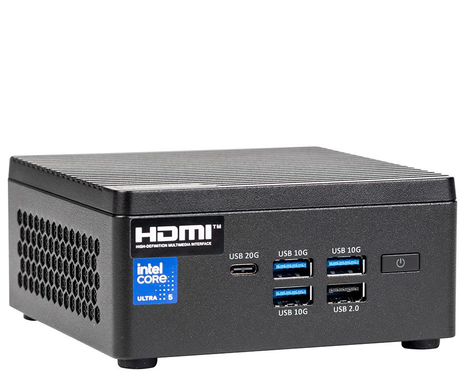 bluechip 556497 PC/stazione di lavoro Intel Core Ultra 5 125H 16 GB DDR5-SDRAM 500 GB SSD Windows 11 Pro Mini PC Nero
