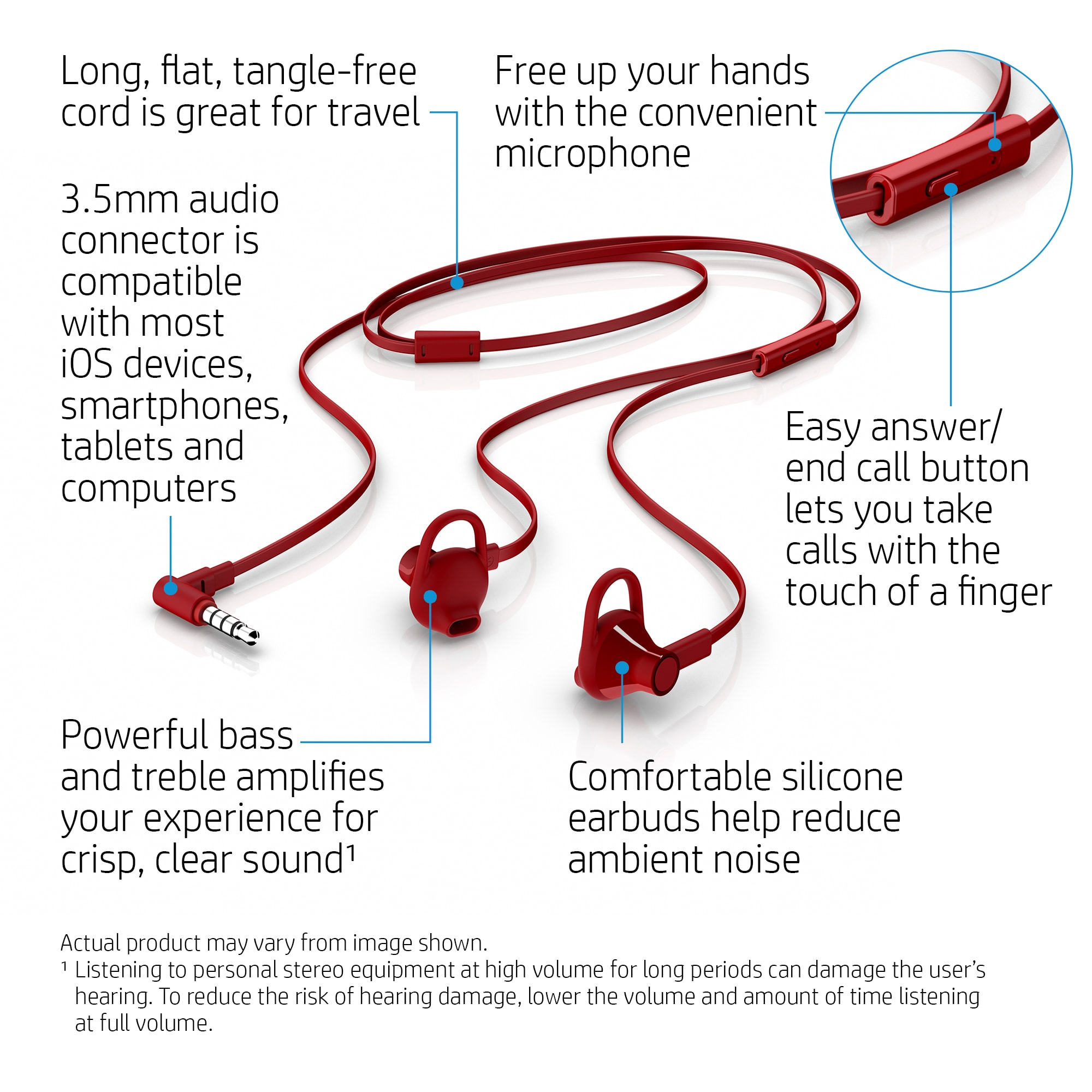 HP Earbuds Black Headset 150 – image 6