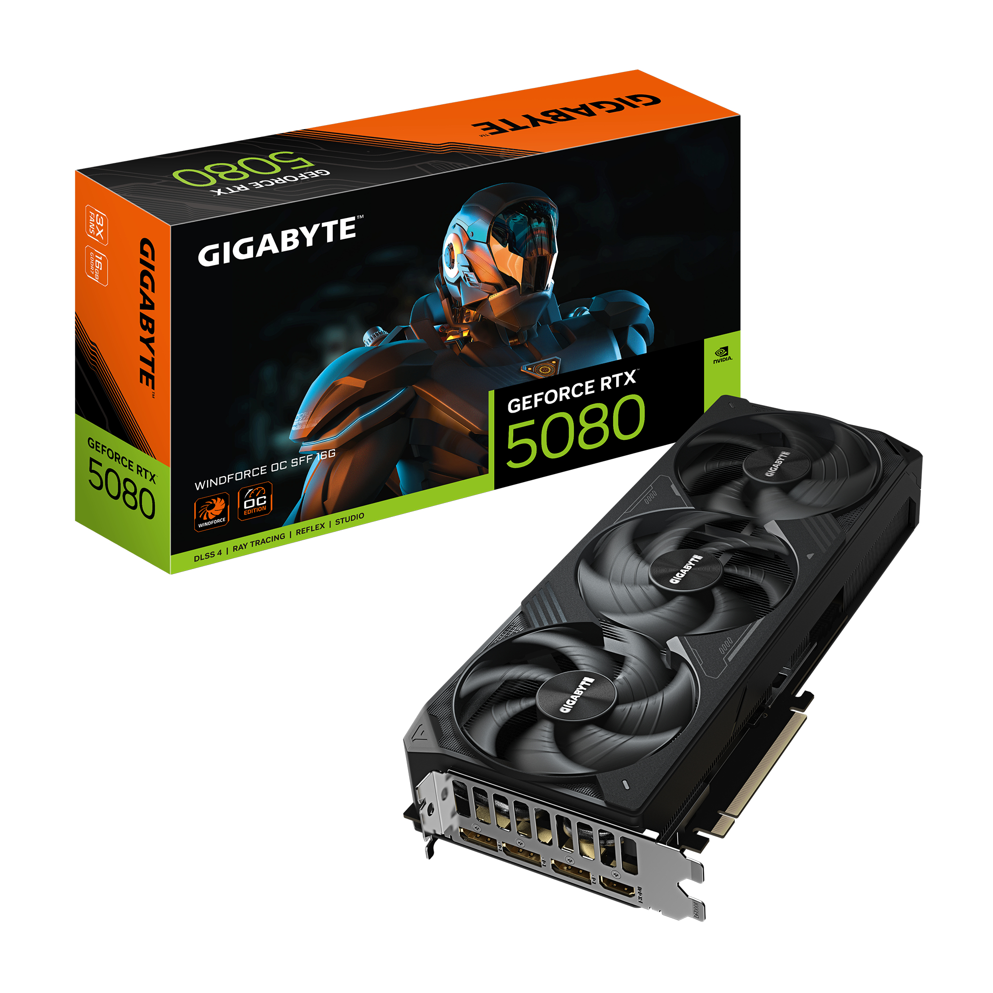 GIGABYTE GeForce RTX 5080 WINDFORCE OC SFF 16G Scheda Grafica - 16 GB GDDR7 256 bit PCI-E 5.0 2670MHz Frequenza Base 3 x DP 2.1