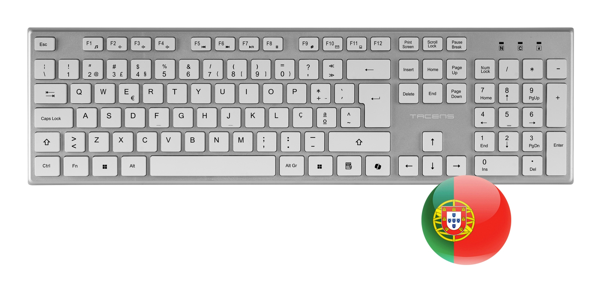 Tacens 6ZENITHWPT keyboard Mouse included Home/Office RF Wireless QWERTY Portuguese Silver, White – image 4