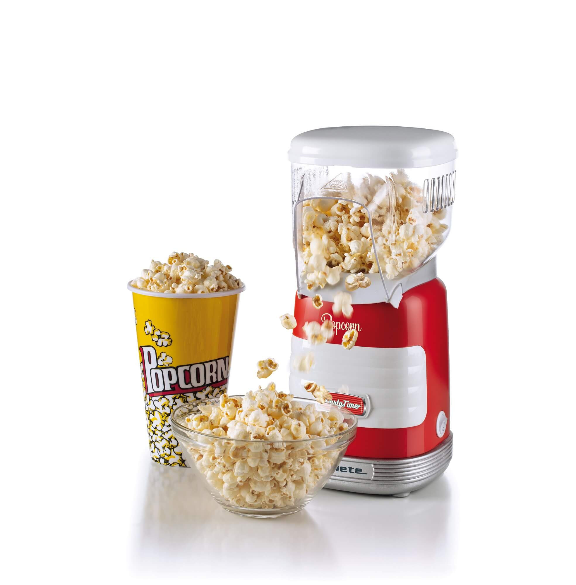 Ariete 2956, Pop Corn Party Time, Pop Corn Machine, Bursts 60gr of Corn for Pop Corn in 2 minutes with Hot Air, Fat Free, 1000 Watt, Red – image 3