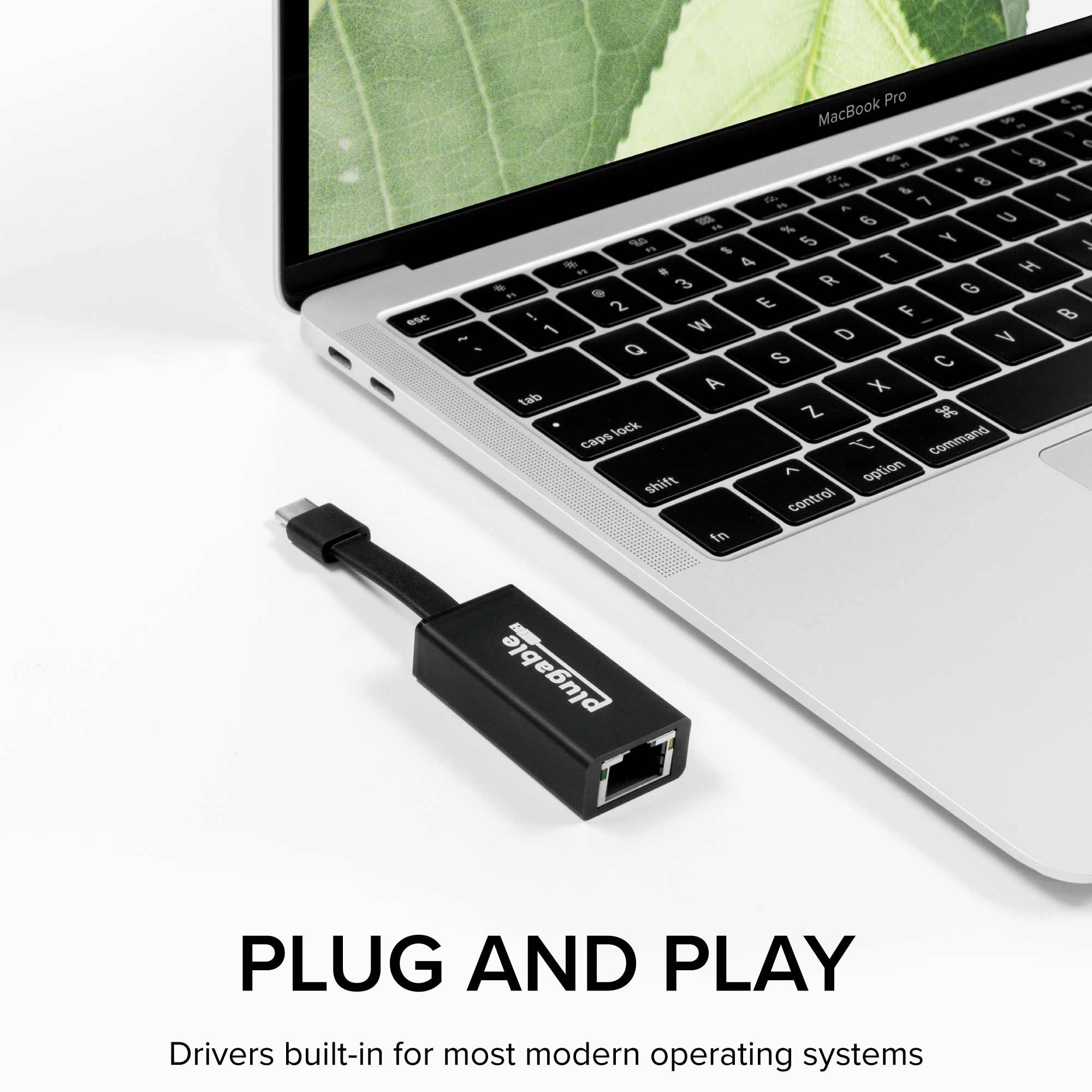 Plugable Technologies USB C to Ethernet Adapter, Driverless Fast and Reliable Gigabit Speed, Thunderbolt 3 to Ethernet Adapter Compatible with Macbook Pro, Wind – image 4