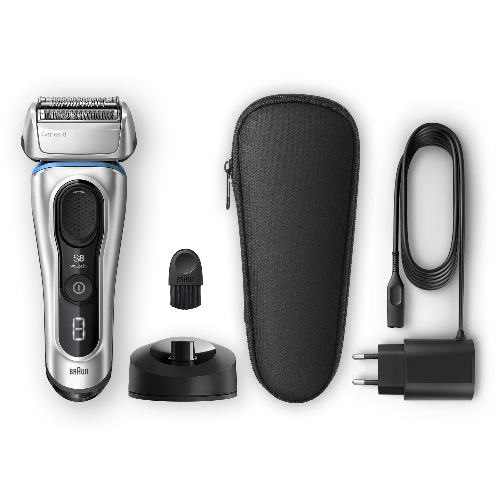 Braun Series 8 8350s Next Generation Electric Shaver, Charging Stand, Fabric Case, Silver – image 8