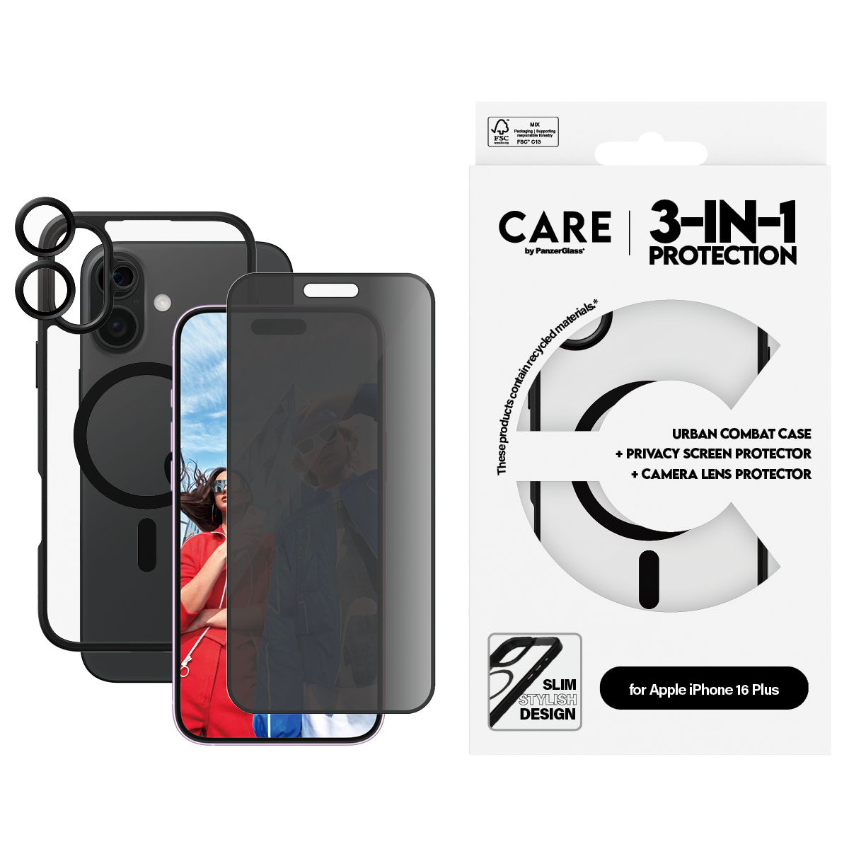 PanzerGlass® | CARE by PanzerGlass® Flagship 3-in-1 Privacy Bundle iPhone 16 Plus – image 2