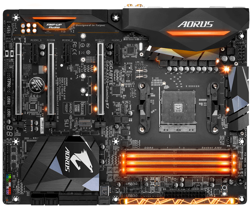 GIGABYTE GA-AX370-GAMING-K7 motherboard AMD X370 Socket AM4 ATX – image 2
