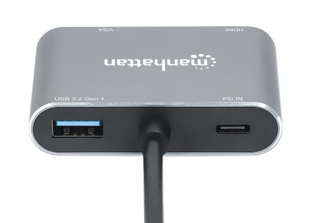 Manhattan USB-C Dock/Hub, Ports (x4): HDMI, USB-A, USB-C and VGA, with Power Delivery (PD) – image 6