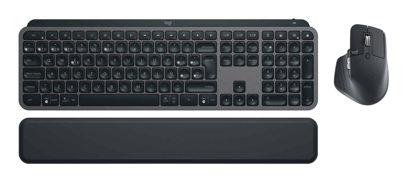 Kit Teclado y Mouse Logitech MX Keys Combo for Business Gen 2 - Teclado - Mouse - Reposamuñecas - Español - 920-010924