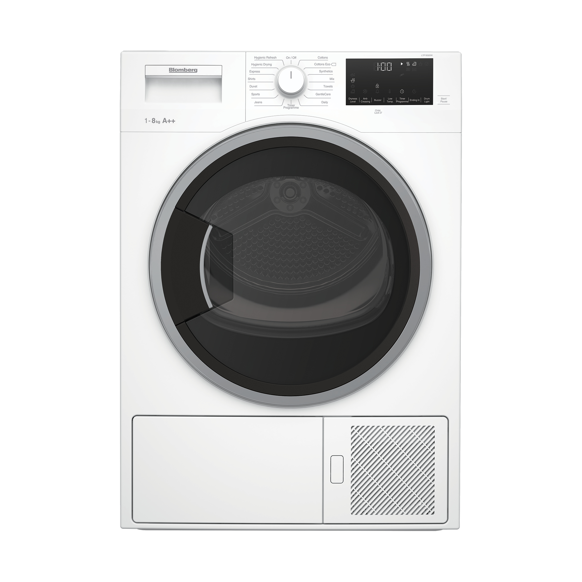 Blomberg LTP18320W 8kg Freestanding Heat Pump Tumble Dryer with Sensor Programmes