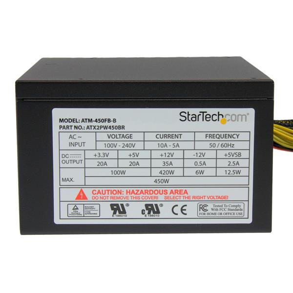 StarTech.com 450 Watt ATX12V 2.3 80 Plus Bronze Computer Power Supply w/ Active PFC – image 3