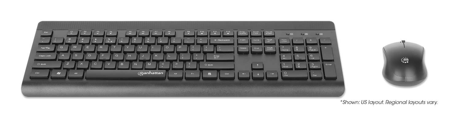 Manhattan MWK7350 Wireless USB Keyboard and Mouse Combo Set, One Single USB-A Nano Receiver for Both Devices, Full-Size Wireless Keyboard with 12 Multimedia/Fun – image 4