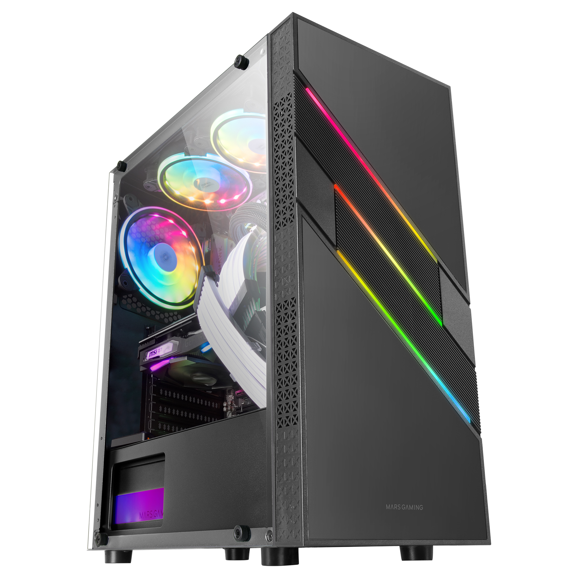 Mars Gaming MC-U3 Black PC Gaming ATX XL Case Front Triple ARGB – image 1