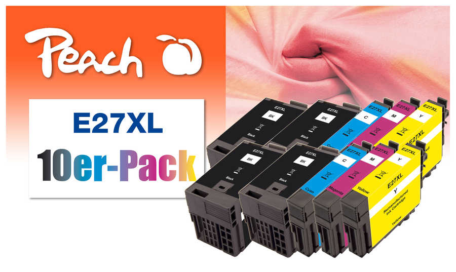 Peach Pack of 10, compatible with Epson T2716, No. 27XL, C13T27164010*2