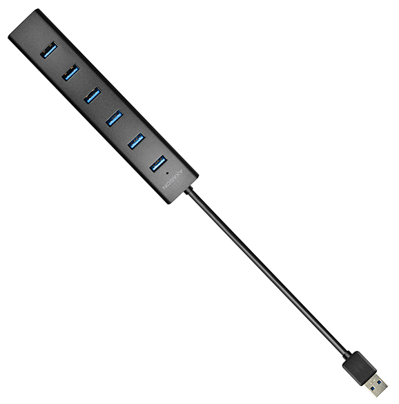 Axagon HUE-SA7BP 7x USB 3.0 ALU CHARGING hub BLACK incl. AC adapter – image 7