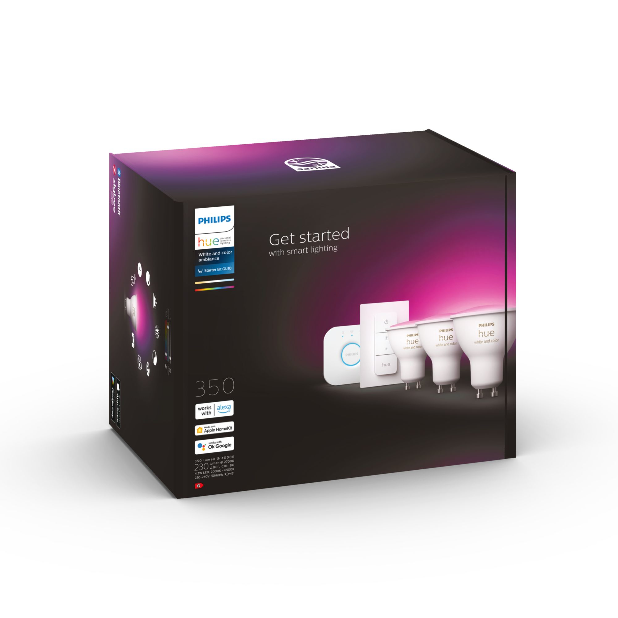 Philips by Signify Philips Hue White and colour ambience Starter kit: 3 GU10 smart spotlights + dimmer switch – image 3