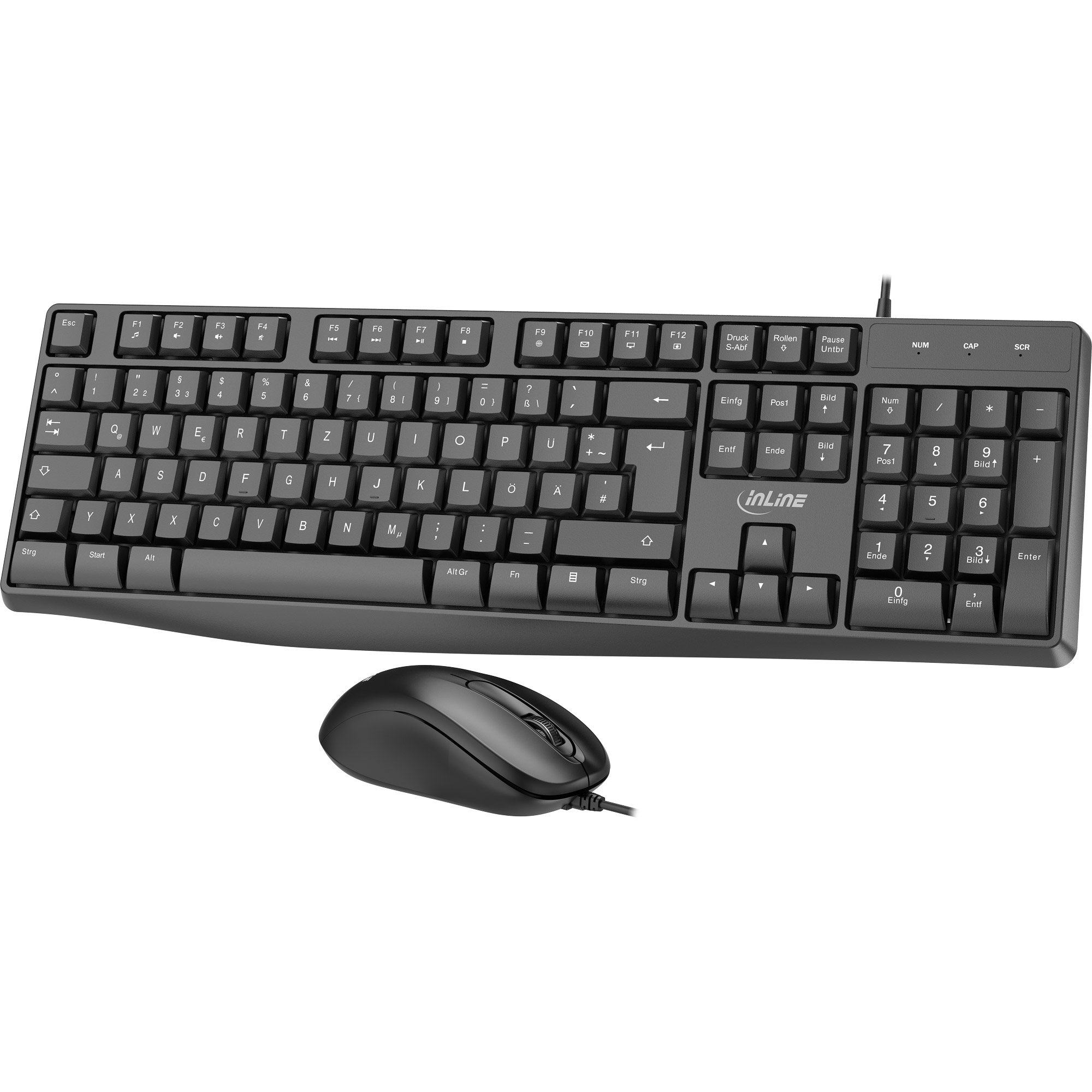 InLine Basic Desktop II, keyboard-mouse set, USB cable, standard DE layout – image 2