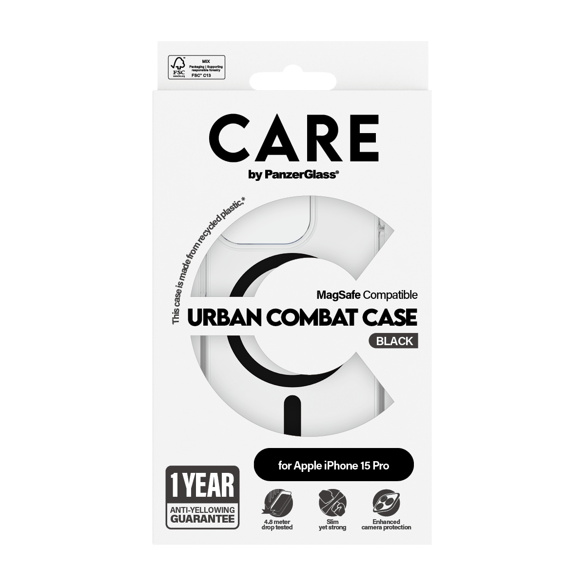 PanzerGlass CARE™ by PanzerGlass® Urban Combat Case Transparent w. Black MagSafe iPhone 15 Pro – image 3