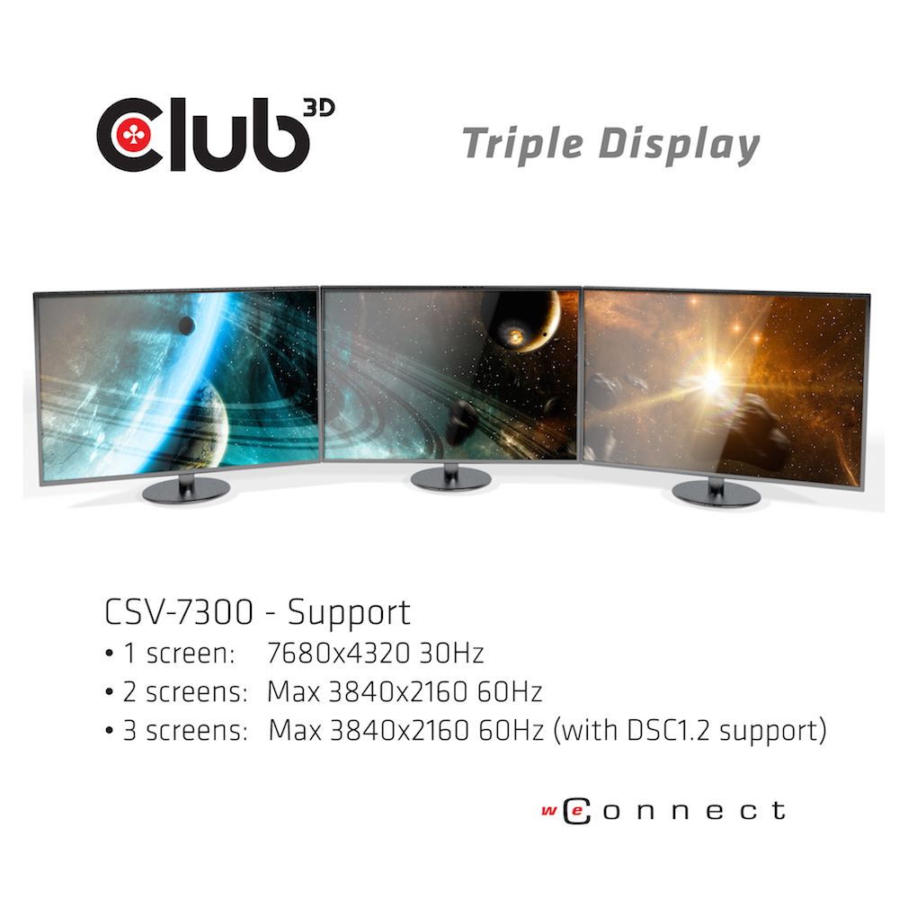 CLUB3D Multi Stream Transport(MST) Hub DisplayPort™ 1.4 Triple Monitor 4K60HZ – image 7