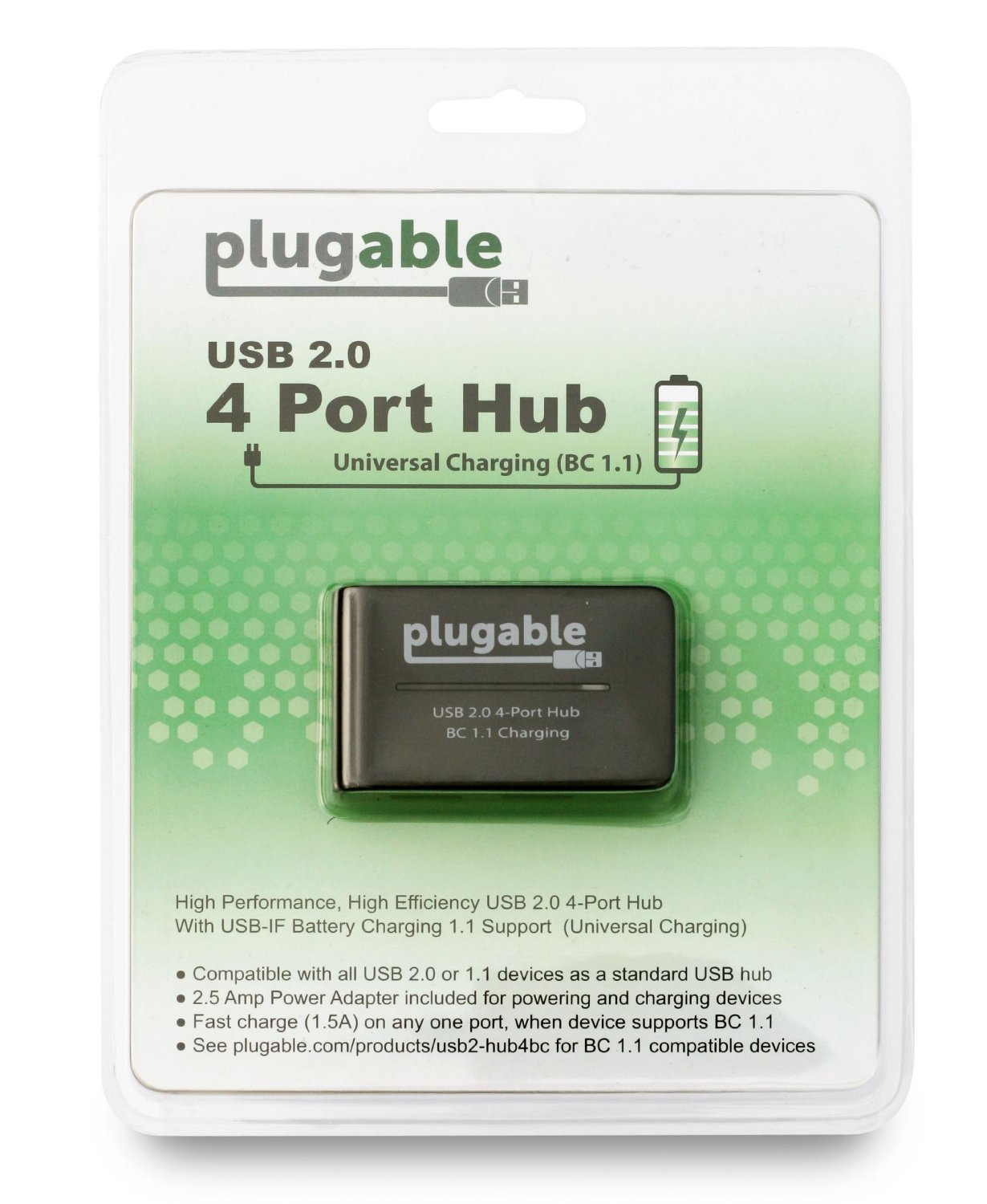 Plugable Technologies USB2-HUB4BC interface hub 480 Mbit/s Black – image 2