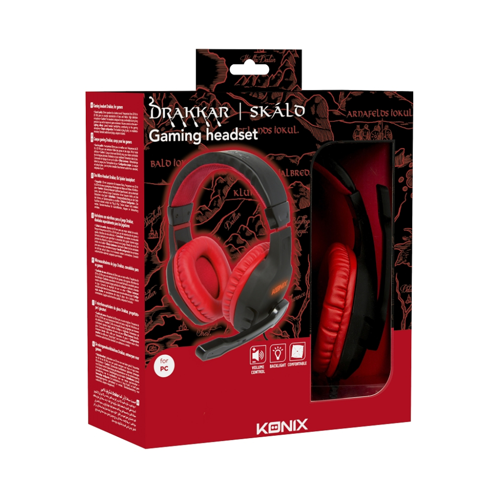 Konix Drakkar 61881187304 headphones/headset Wired Head-band Gaming Black, Red – image 4