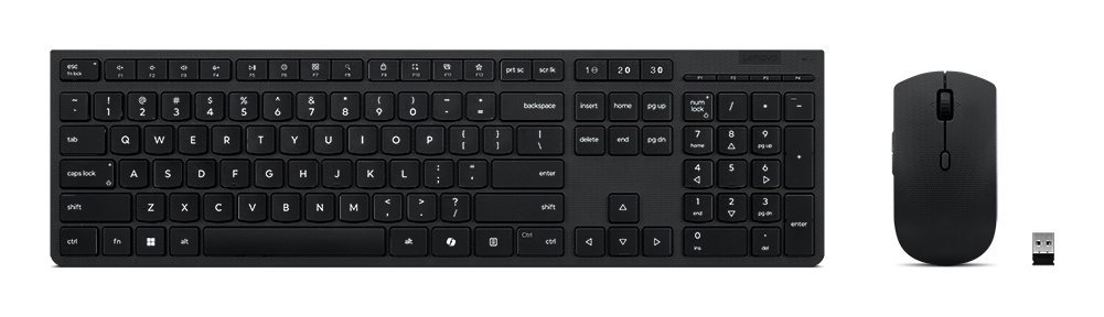 Lenovo Professional - Keyboard and mouse set - full size - wireless - Bluetooth, 2.4 GHz - QWERTY - UK - grey - brown box
