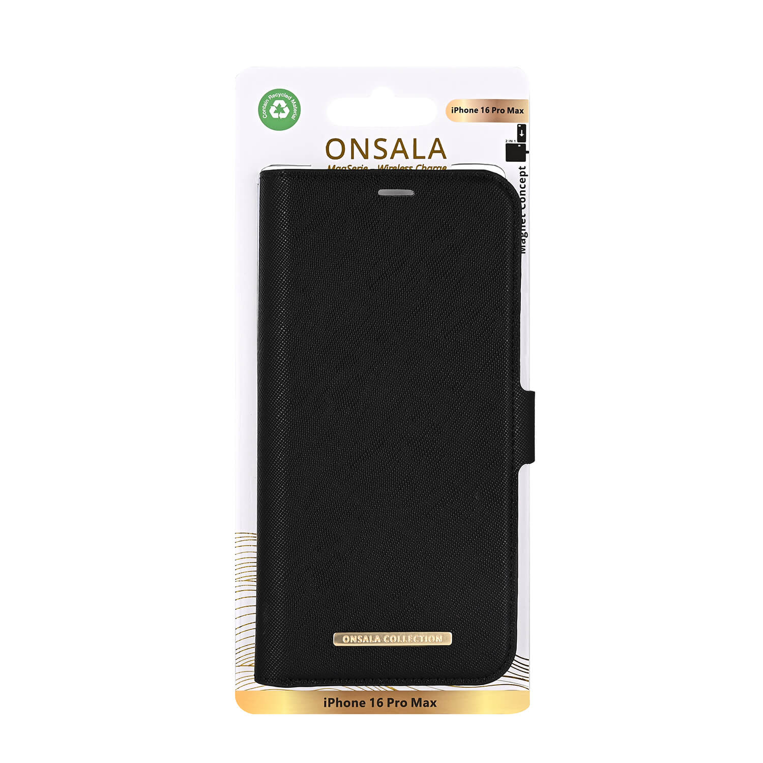Onsala Wallet Case Eco 2 Card Slots MagSeries Black - iPhone 16 Pro Max – image 2