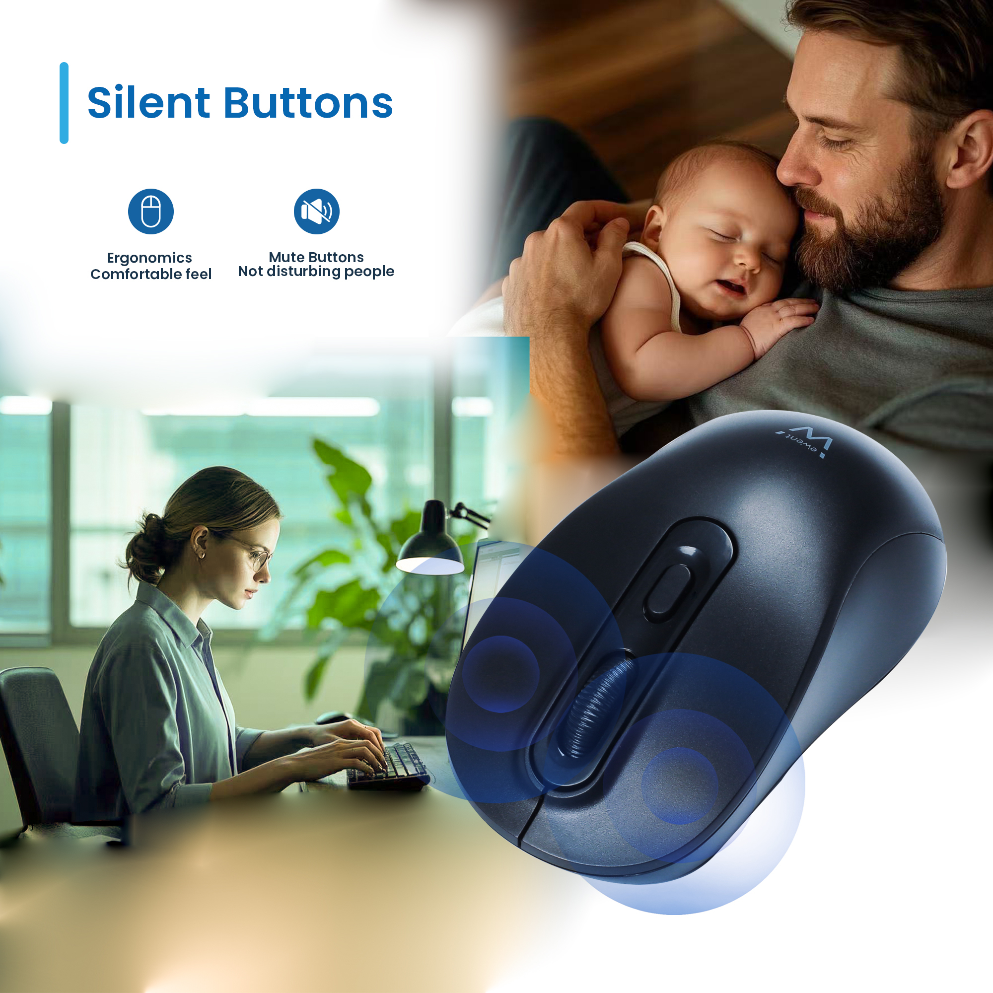 Ewent Wireless optical mouse 800-1200-1600dpi and Silent clicks – image 6