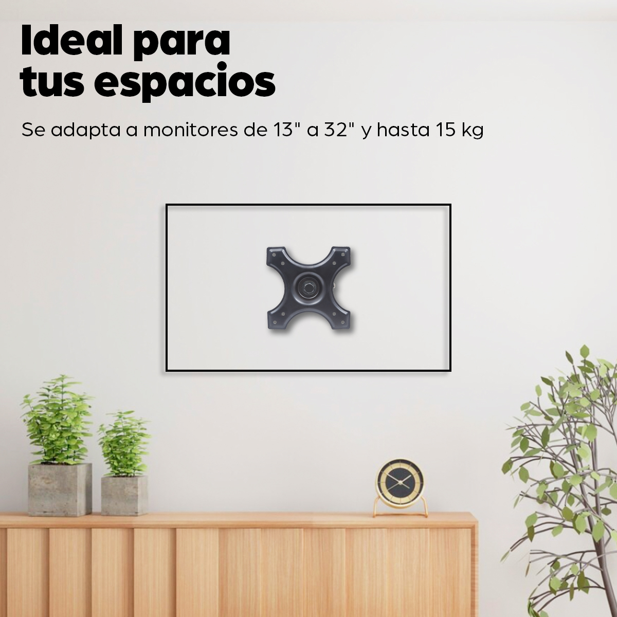 Soporte Fijo de pared para Monitor, Manhattan 422840, hasta 22", hasta 14.9kg, Color Negro