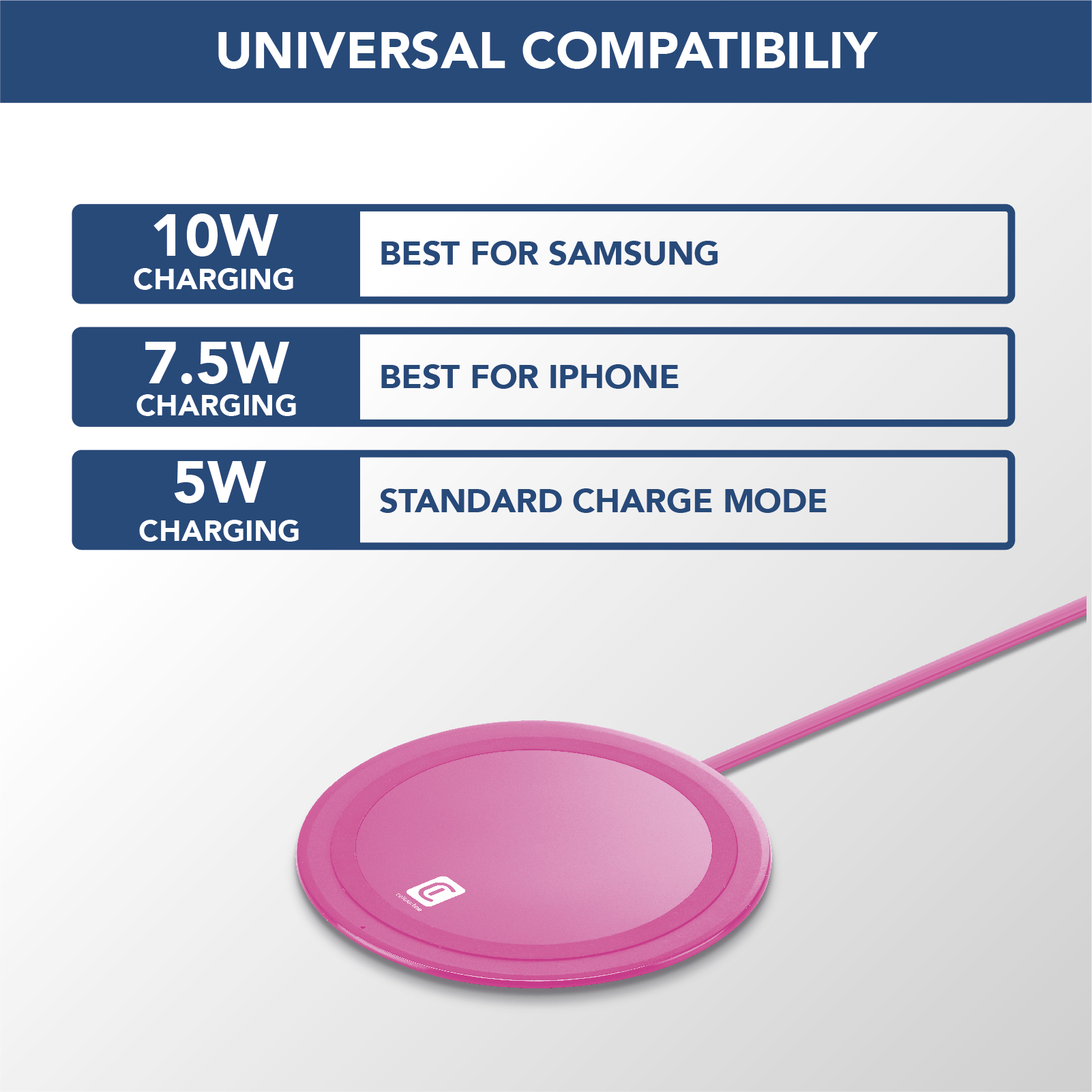 Cellularline Neon Wireless Charger - Apple, Samsung and other Wireless Smartphones Coloured wireless charging base – image 3